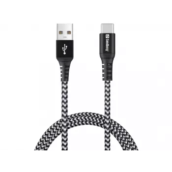 Sandberg Survivor USB-C–USB-A-kaapeli 1 m, 1 m, USB-A, USB-C, USB 2.0, musta, harmaa