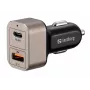 Sandberg autolaturi 1xQC3.0+1xUSBC 24W, auto, savukkeensytytin, 12 V, musta, harmaa