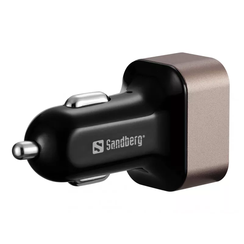 Sandberg autolaturi 1xQC3.0+1xUSBC 24W, auto, savukkeensytytin, 12 V, musta, harmaa