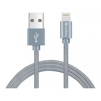 Sandberg Excellence Lightning harmaa 1 m, 1 m, Lightning, USB-A, harmaa, suora, suora