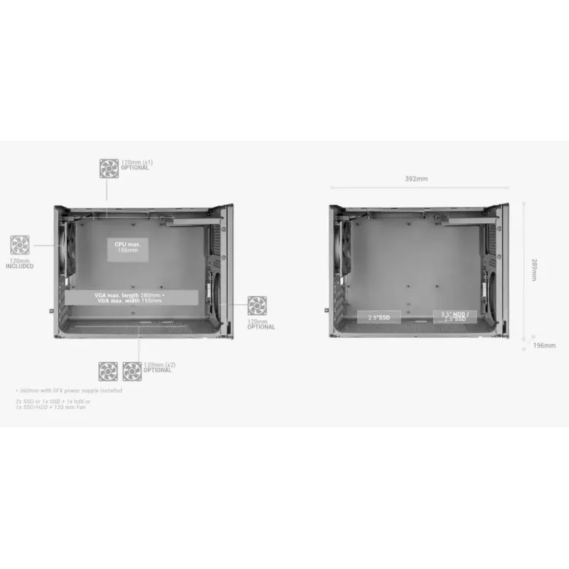 Tietokonekotelo Mars Gaming MCXPS mATX ultrakompakti musta