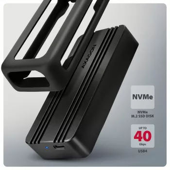 Axagon EEM2-40G USB-C 40Gbps M.2 NVMe SSD-kotelo, ARMORED alumiini