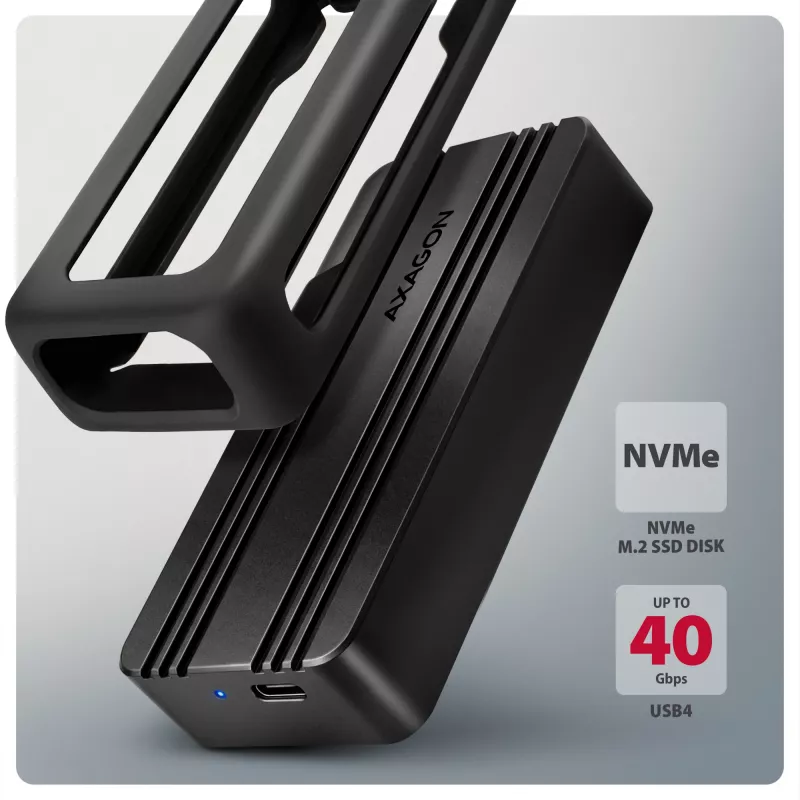 Axagon EEM2-40G USB-C 40Gbps M.2 NVMe SSD-kotelo, ARMORED alumiini