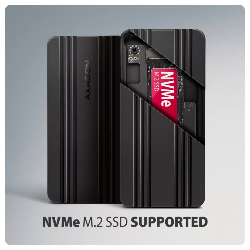 Axagon EEM2-40G USB-C 40Gbps M.2 NVMe SSD-kotelo, ARMORED alumiini