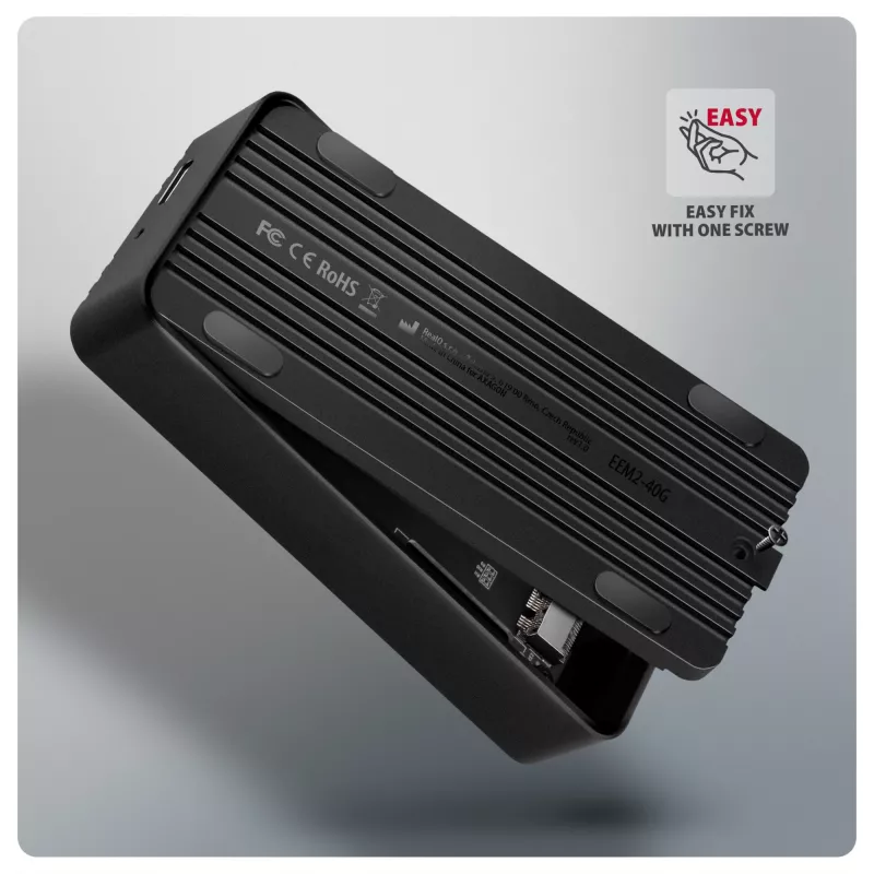 Axagon EEM2-40G USB-C 40Gbps M.2 NVMe SSD-kotelo, ARMORED alumiini