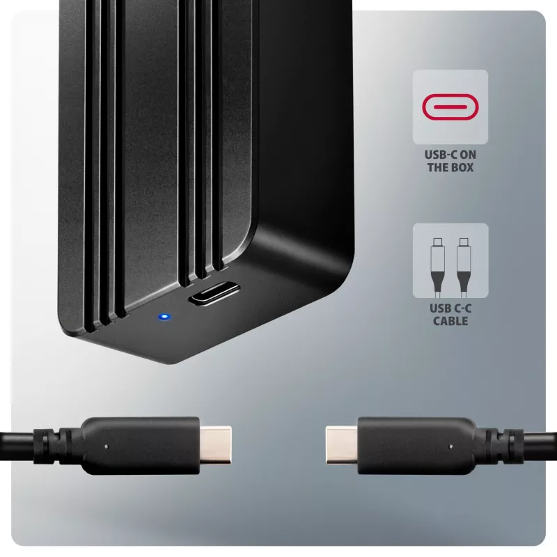 Axagon EEM2-40G USB-C 40Gbps M.2 NVMe SSD-kotelo, ARMORED alumiini