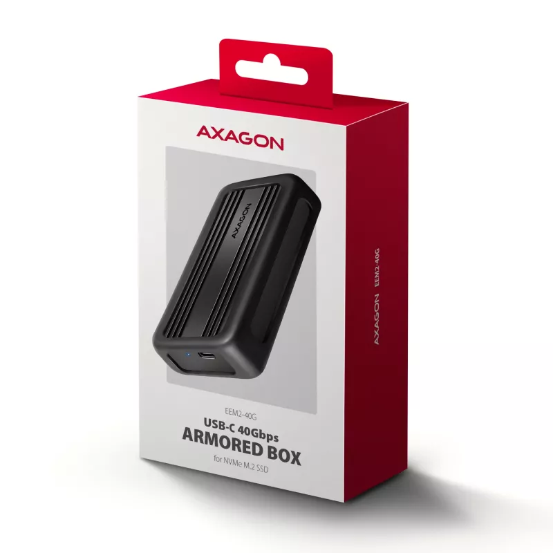 Axagon EEM2-40G USB-C 40Gbps M.2 NVMe SSD-kotelo, ARMORED alumiini