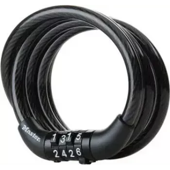 Spiraalikaapelilukko MASTERLOCK Coiled Cord 8143EURDPRO 120 cm — turvakaapeli laitteille