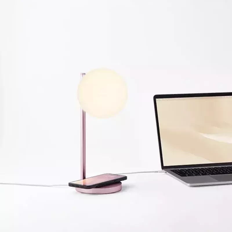Pöytä-LED-valaisin Lexon Bubble Lamp LH70LP vaaleanpunainen 15W langattomalla laturilla