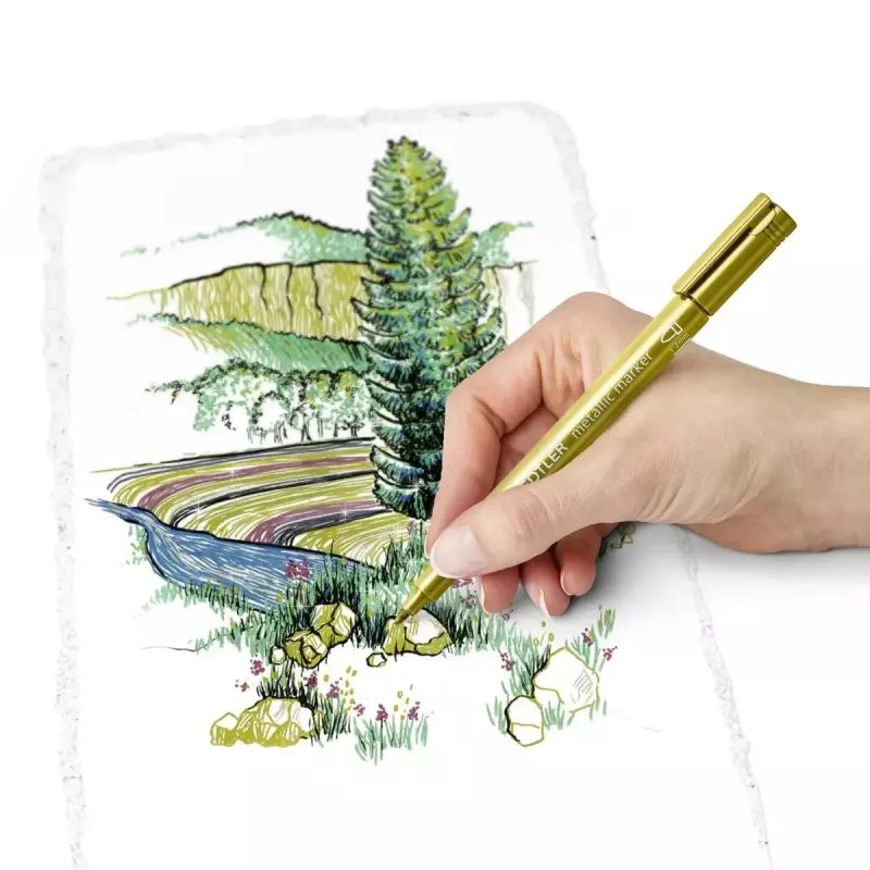 Staedtler 8323-S BK2 metallimarkkeri, pyöreä kärki 1-2 mm, kulta/hopea, 2 kpl:n pakkaus