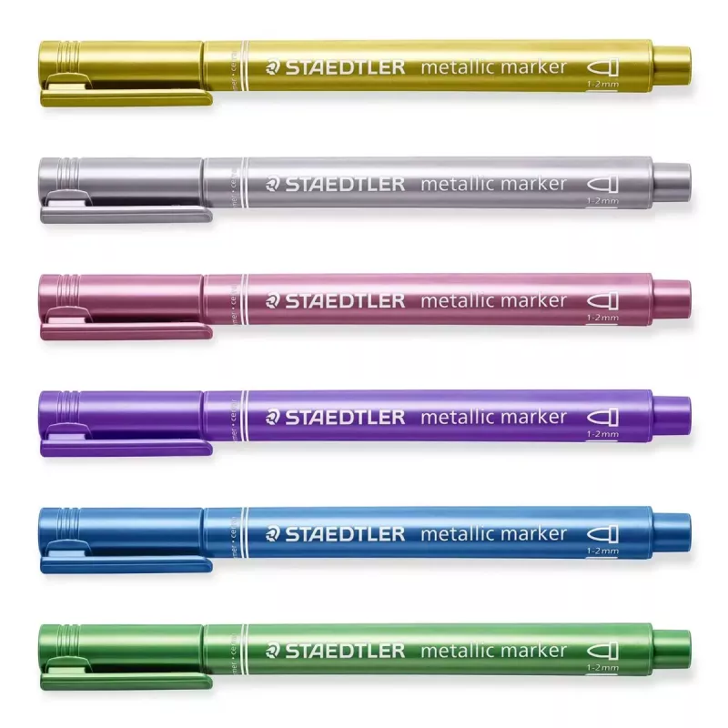 Staedtler 8323-S BK2 metallimarkkeri, pyöreä kärki 1-2 mm, kulta/hopea, 2 kpl:n pakkaus