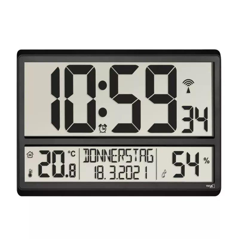 TFA-Dostmann 60.4520.01 digitaalinen herätyskello musta paristokäyttöinen