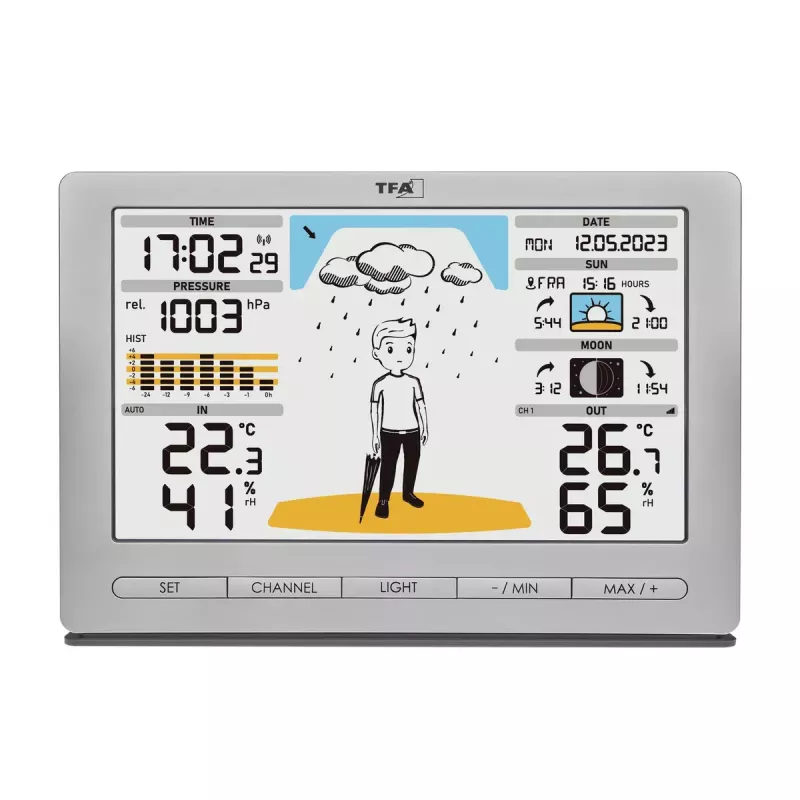 TFA-Dostmann Meteo Jack hopea sisä-/ulkölämpömittari hygrometri barometri