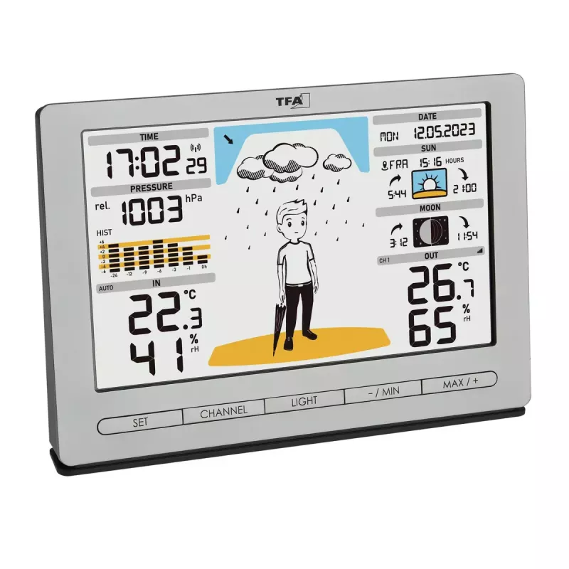 TFA-Dostmann Meteo Jack hopea sisä-/ulkölämpömittari hygrometri barometri