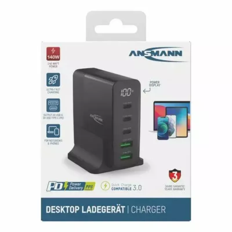 Sisälaturi Ansmann DC5140PD Universal musta USB-pikalataus
