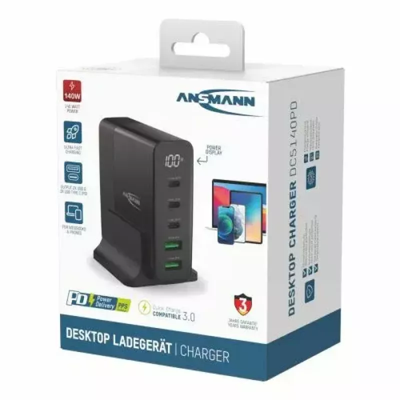 Sisälaturi Ansmann DC5140PD Universal musta USB-pikalataus