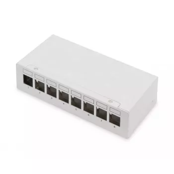 Patch-paneeli DIGITUS Desktop modulaarinen tyhjä, suojattu, 8 porttia, teräs, harmaa, seinäasennus