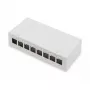 Patch-paneeli DIGITUS Desktop modulaarinen tyhjä, suojattu, 8 porttia, teräs, harmaa, seinäasennus