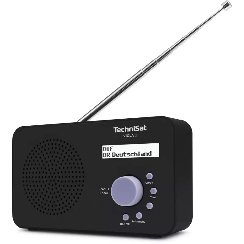 Kannettava radio TECHNISAT VIOLA 2 – DAB+ ja FM, LCD-näyttö, 1 W, 3,5 mm liitäntä, musta