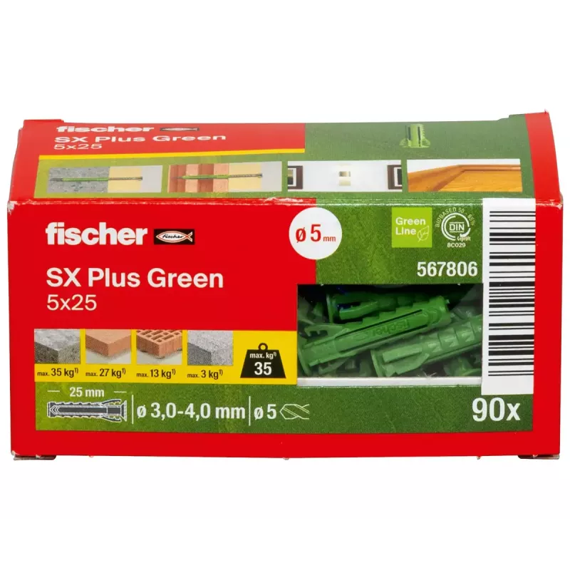Ruuviankkuri Fischer SX Plus vihreä 25 mm 90 kpl