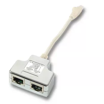EFB Elektronik K5123.015 T-adapteri, Cat.5e 10/100BaseT/ISDN, RJ45 kahteen RJ45:een, 0,15 m, hopea/valkoinen
