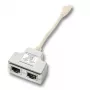 EFB Elektronik K5123.015 T-sovitin, Cat.5e 10/100BaseT/ISDN, RJ45 - 2x RJ45, 0,15 m, hopea/valkoinen