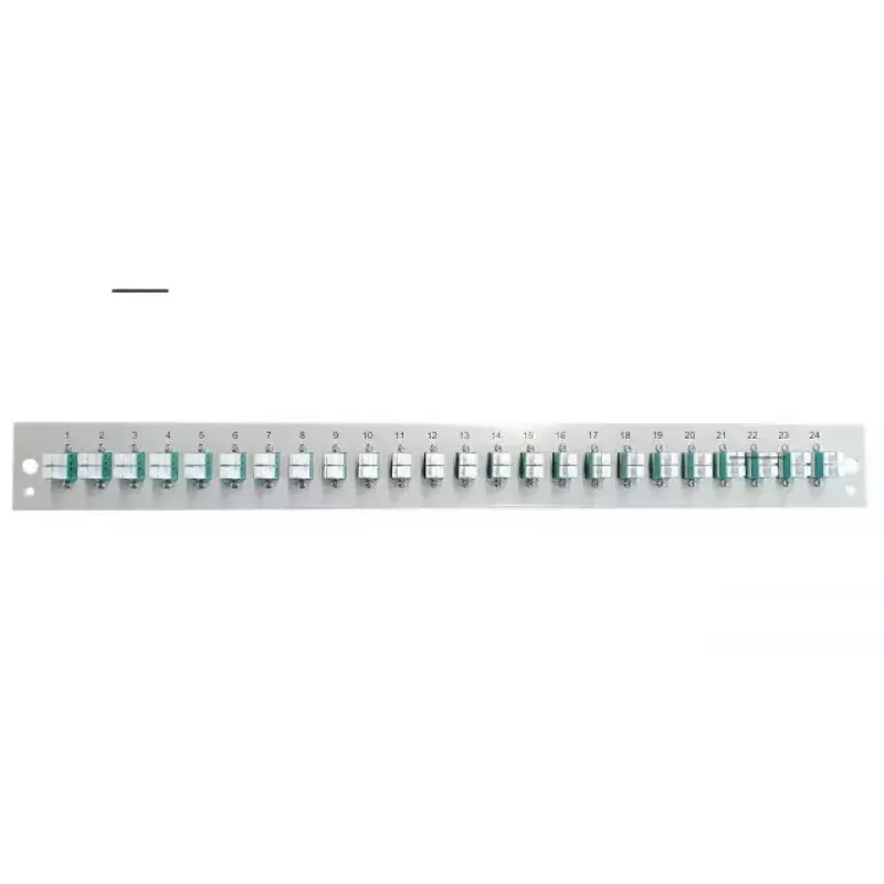 Patchpanel-tarvike EFB Elektronik SB-FP-24SC-S-OM4 — 1U räkkiasennus, 432×13×43,5 mm, harmaa