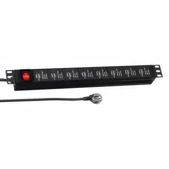 EFB 19 tuuman 1,5U jakorasia 18x USB kytkimellä, musta (EK631USB.1,5)