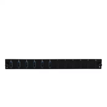Patchpanel-tarvike EFB Elektronik SB-FP-S-6SC-D-V-OS2 — 1U räkkiasennus, 6 SC Duplex, musta, 432×13×43,5 mm