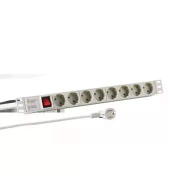 Sähkönjakotukki EFB Elektronik EK631DE.2GR — 2 m kaapeli, 8 CEE-pistorasiaa, sisäkäyttöön, harmaa