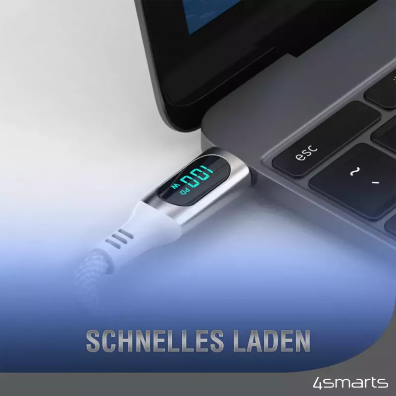 USB-kaapeli 4smarts 540954 3 m USB-C valkoinen USB 2.0 0,48 Gbit/s