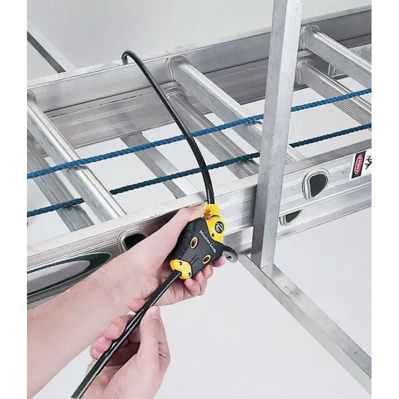 Säädettävä turvavaijeri Python MASTER LOCK 1,8 m x 10 mm musta keltainen
