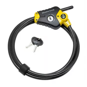 Säädettävä turvavaijeri Python MASTER LOCK 1,8 m x 10 mm musta keltainen