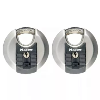 Discus-riippulukko MASTER LOCK 70 mm ruostumaton teräs samalla avaimella 2 kpl:n pakkaus
