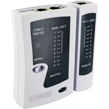 Verkkokaapelitesteri Schwaiger NWM1 531 RJ-11 RJ-45 musta valkoinen