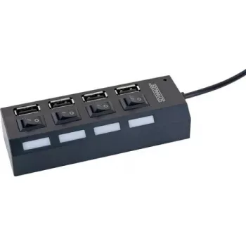 USB-keskitin Schwaiger UH4013 2.0 480 Mbit/s musta