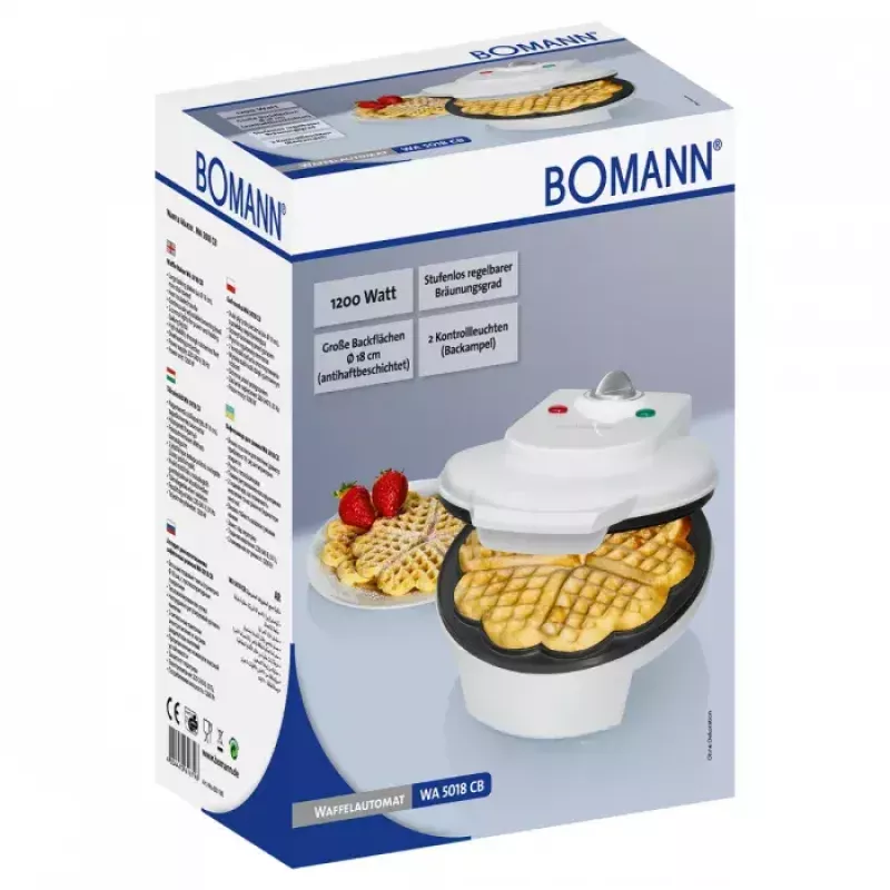 Vohvelirauta Bomann WA 5018 CB 1 vohveli 1200 W valkoinen