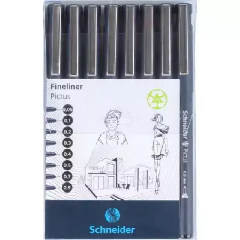 Fineliner Schneider Schreibgeräte Pictus musta 8 kpl