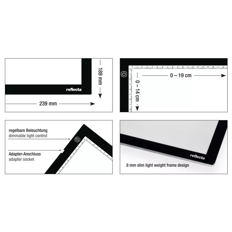 Yksittäinen kuvakehys Reflecta LED Light Pad A5 superohut musta 19x14 cm
