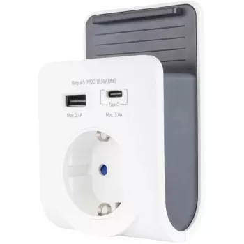 REV USB-laturi 240 V pistorasialla, USB-A ja USB-C, malli 0020770112
