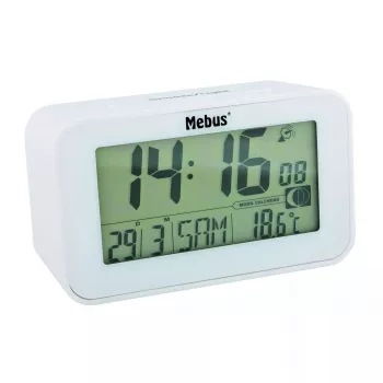 Herätyskello Mebus 51461 valkoinen LCD-näyttö lämpötilan mittaus