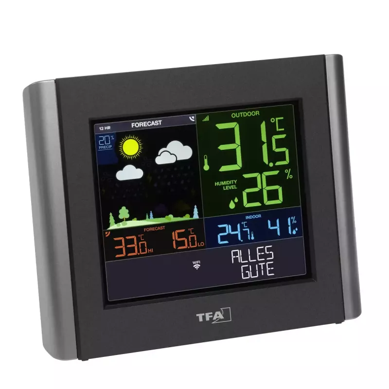 TFA-Dostmann VIEW METEO musta paristokäyttöinen Wi-Fi kosteus 10-99%