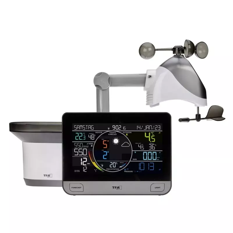 TFA-Dostmann View Pro musta DC/paristo Wi-Fi anemometri lämpömittari hygrometri barometri