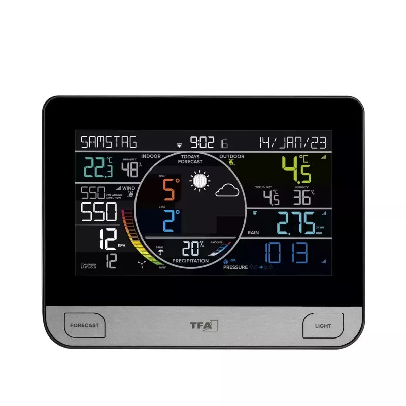 TFA-Dostmann View Pro musta DC/paristo Wi-Fi anemometri lämpömittari hygrometri barometri