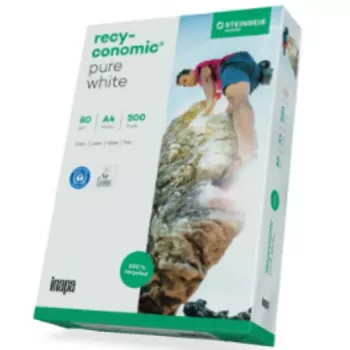 A4-tulostinpaperi inapa-tecno recyconomic puhtaanvalkoinen 80g 500 arkkia