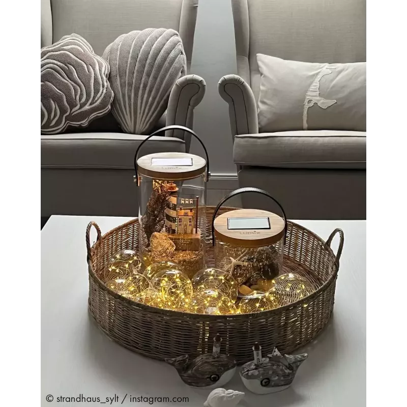 Pöytävalaisin Krinner LUMIX Deco Glass Basic LED läpinäkyvä bambu lasi