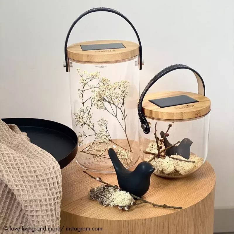 Pöytävalaisin Krinner LUMIX Deco Glass Basic LED läpinäkyvä bambu lasi