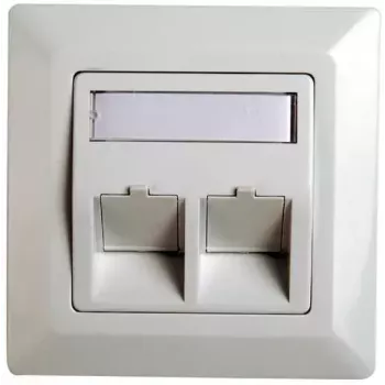 RJ45-adapterikehys Cat.5e Telegärtner H02010A0040 45° kaksinkertainen 80x80 mm alppivalkoinen