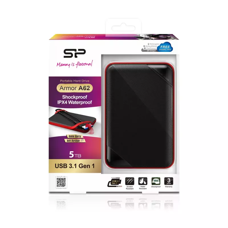 Ulkoinen kiintolevy Silicon Power 5 TB USB 3.2 Armor A62