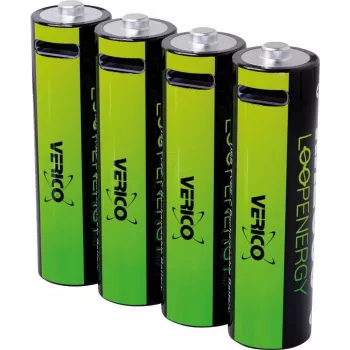Uudelleenladattava Li-Ion AA-paristo VERICO LoopEnergy AA2550 USB-C 4 kpl:n pakkaus